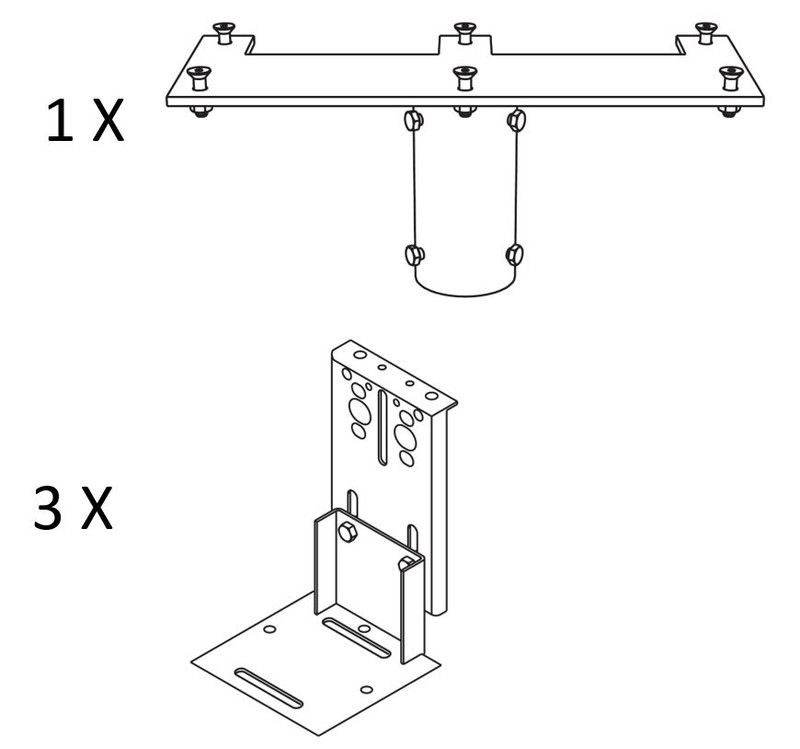 Mounting Kit, 2in Enclosure Pipe Mount, With Three Back-Mount Brackets for A3T3 - MK10