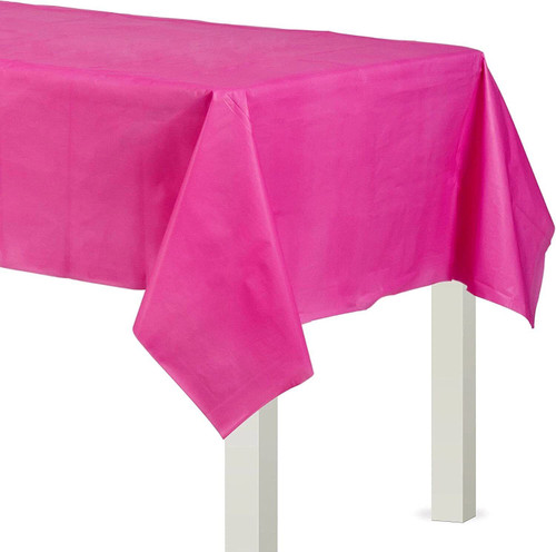 Bright Pink 54" x 108" Tablecloth Rectangle Plastic Birthday Wedding Table Cover