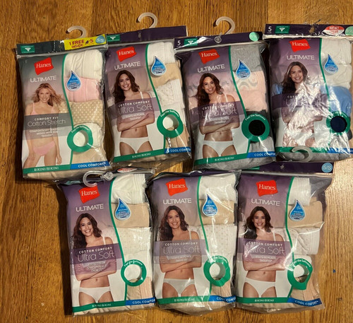 Qty 1 Hanes Bikini 5 Pack Cool Comfort Women's Cotton Ultra Soft Panties TagFree