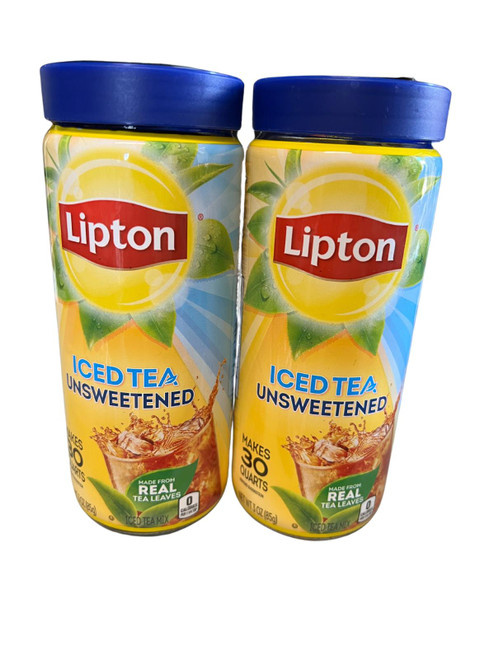 2 Jars Lipton Instant Unsweetened Iced Tea Mix 3 oz