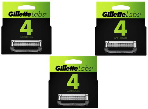 Gillette Labs 5 Blade 4 Refill Cartridges Fits All Gillette Labs Razors LOT OF 3