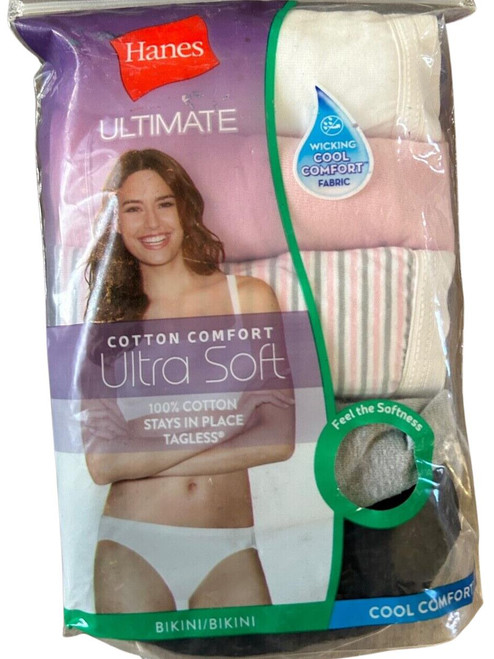 Women's Hanes Ultimate Cotton Comfort Bikini Panties Underwear  - 6 Pack - 8/XL