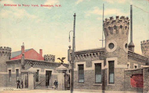 Postcard Entrance to Navy Yard Brooklyn NY 