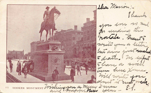 Hooker Monument Boston Mass 1905 Postcard 