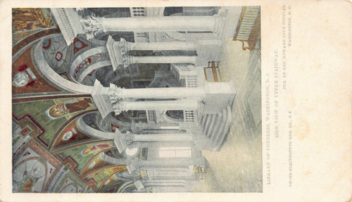 Postcard Library Of Congress, Washington, D. C. Side View Of Upper Stairway.