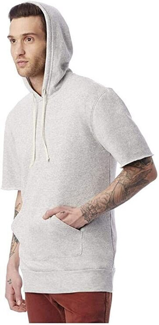 Alternative Men's Short Sleeve Hoodie XSMALL ECO LIGHT GRAY / OATMEAL BALLER