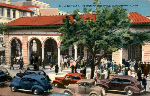 OPEN AIR POST OFFICE ST. PETERSBURG FLORIDA POSTMARK NA POSTCARD