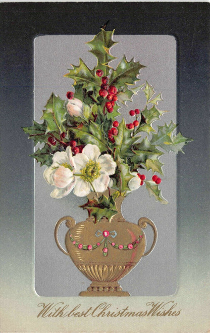 Wish best Christmas Wishes missistoe in a vase Postcard 