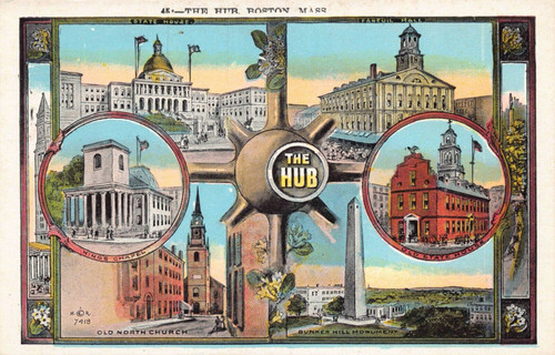 The hub Boston Mass POSTMARK NA Postcard 