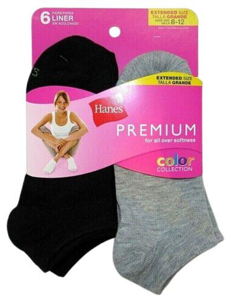 Hanes Women's Grey & Black Liners Polyester Blend 6pk  Size 8-12