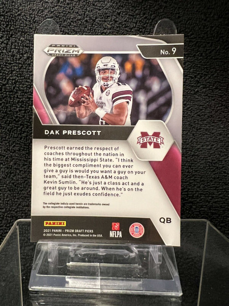 2021 Panini Prizm Draft Picks Dak Prescott #9 Mississippi State Dallas Cowboys