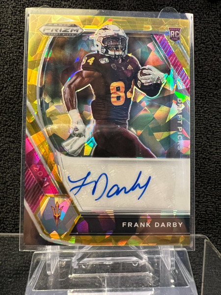 Frank Darby 2021 Panini Prizm Draft Picks Gold Cracked Ice RC Auto #DPA-FDA