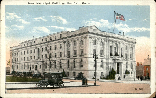 MUNICIPAL BUILDING HARTFORD CONN POSTMARK NA POSTCARD