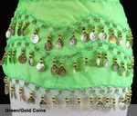Belly Dance Skirt Green/Gold