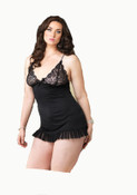 Sheer Chemise with Faux Rhinestone Straps & G-String