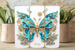 Butterfly Tumbler Turquoise/Gold