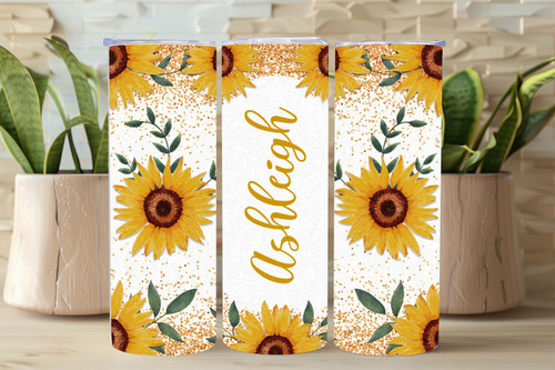 Sunflower Tumbler with Name 