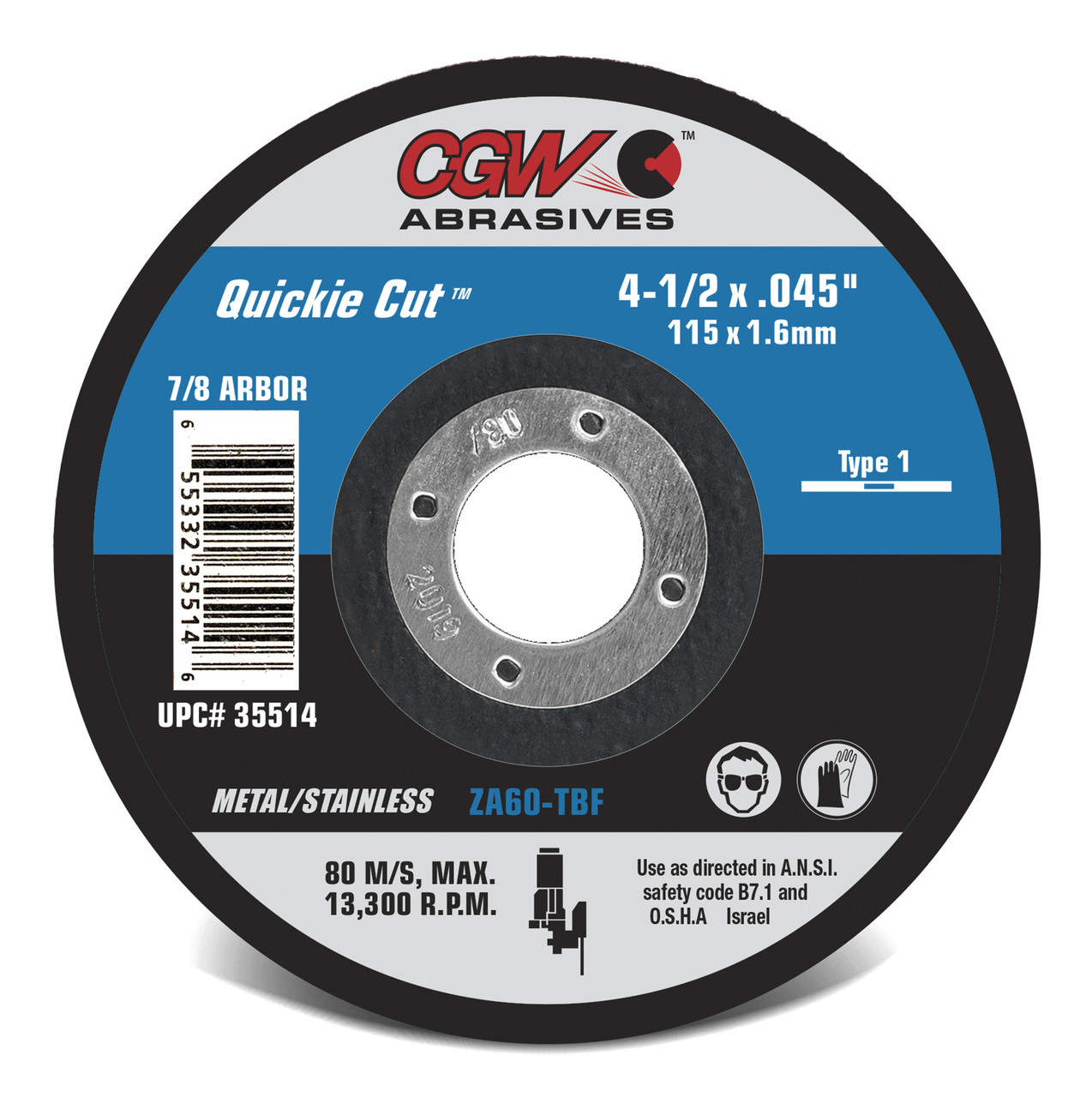 CGW Cut-Off Wheels Zirconia| 4 1/2 - 7