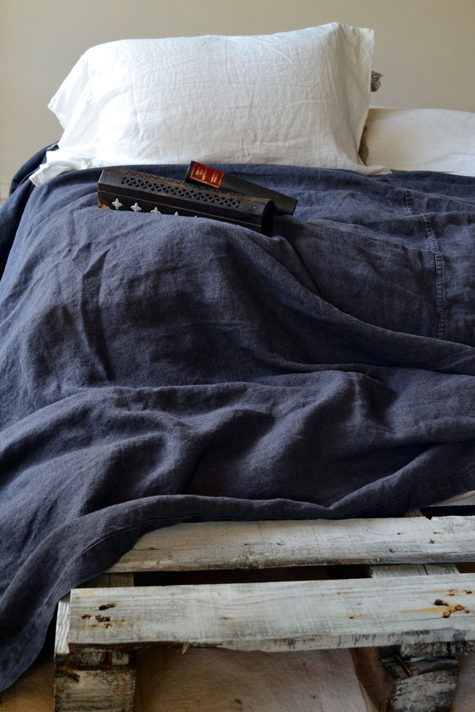 Peppercorn Melange Heavy Weight Rustic Linen Bed Cover/Coverlet