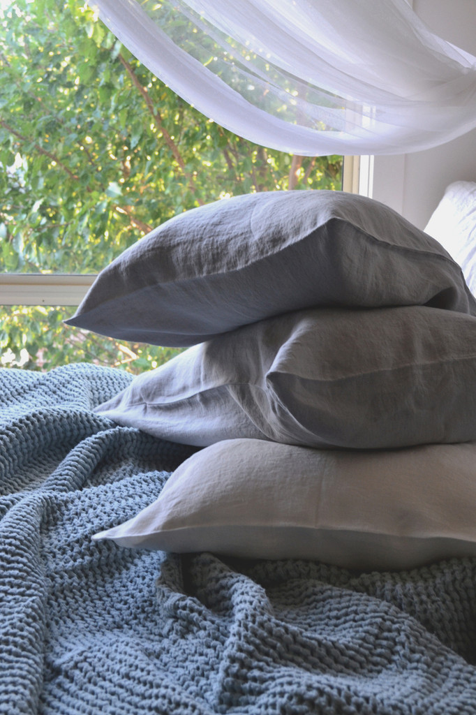 Light Grey, Stonewashed Linen Pillowcase