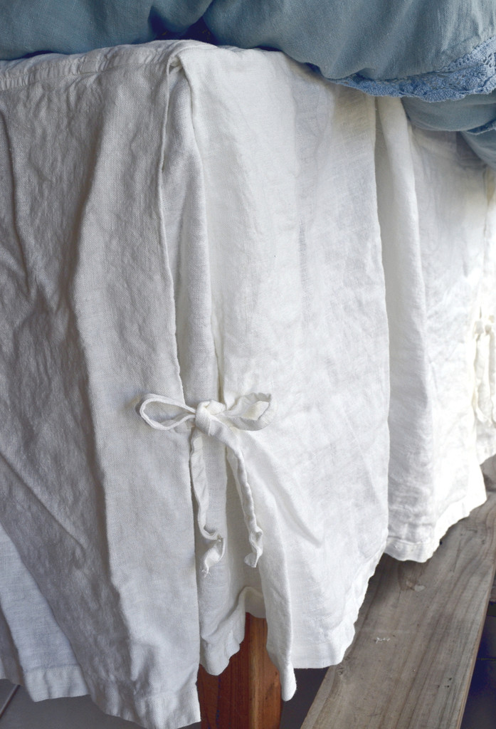 Ivory Heavy weight Linen Box Pleated Valance⎮Bedskirt⎮Dust Ruffle 