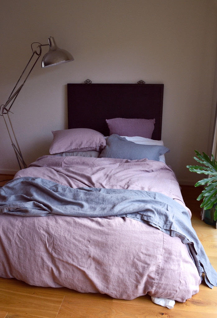 Faded Lilac Heavy Weight Natural Linen Duvet / Quilt cover