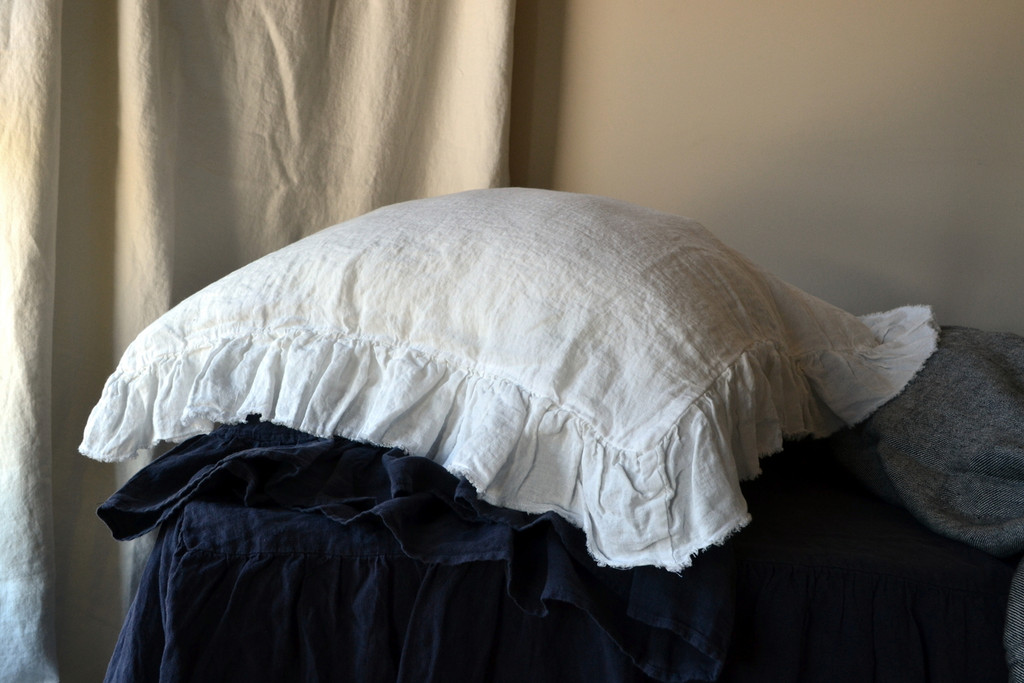 Ruffled Antique white pillow case 