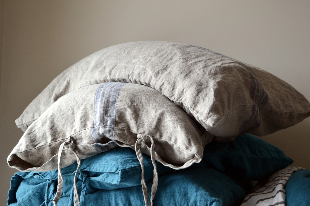 Grainsack Blue Stripe, Heavy Linen Pillowcase