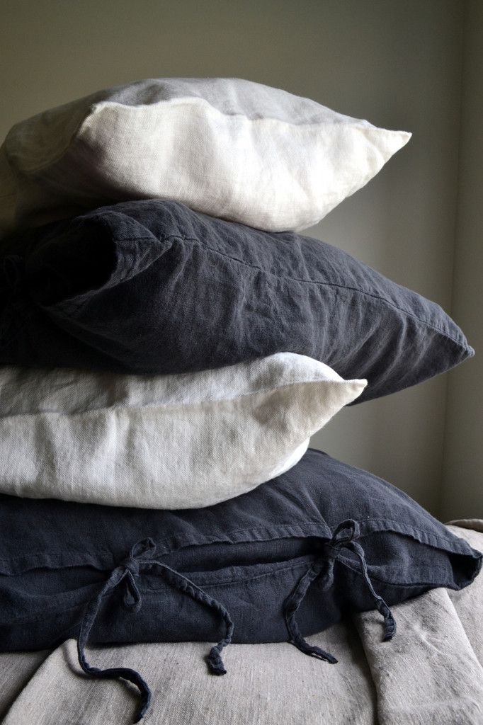 Peppercorn Dark Grey, Rustic, Heavy Linen Pillowcase