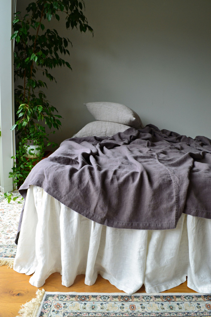 Blueberry Milk (Violet), Rustic, Heavyweight Linen Fitted Sheet