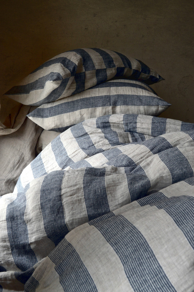Country Cottage, Striped linen duvet/quilt cover