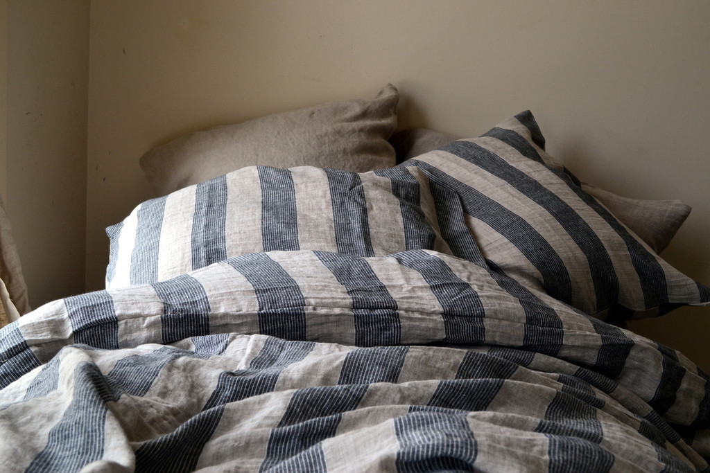 Country Cottage, Striped linen duvet/quilt cover