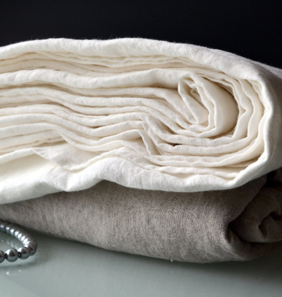 Pure White stonewashed linen Top/flat sheet