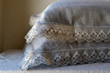 Natural linen pillowcase with lace. Provincial Living Collection.