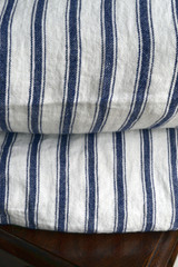 French Navy Ticking, Stonewashed Linen Pillowcase