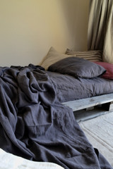 Charcoal (Dark Grey), Stonewashed Linen Flat Sheet