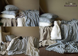 French Navy Ticking, Rustic, Heavyweight Linen Bed Cover