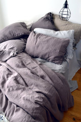 Blueberry Milk, Rustic, Heavyweight Linen Pillowcase (With Ties)