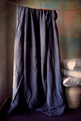 Midnight Blue, Stonewashed Linen Fitted Sheet