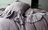 Blueberry Milk Heavy linen pillowcase with long ruffle