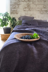 Blueberry Melange Rustic Heavy Weight Linen Duvet/ Quilt Cover