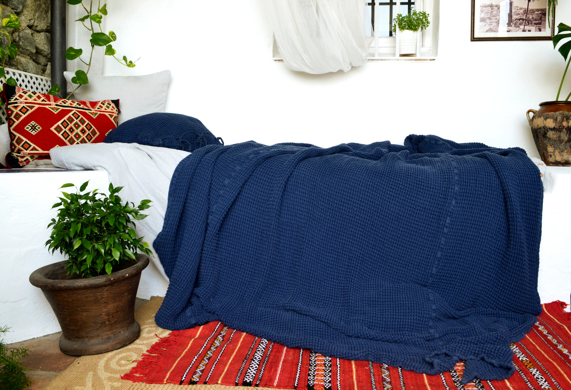 Rustic Linen Bed Covers / Throw Blankets / Coverlets
