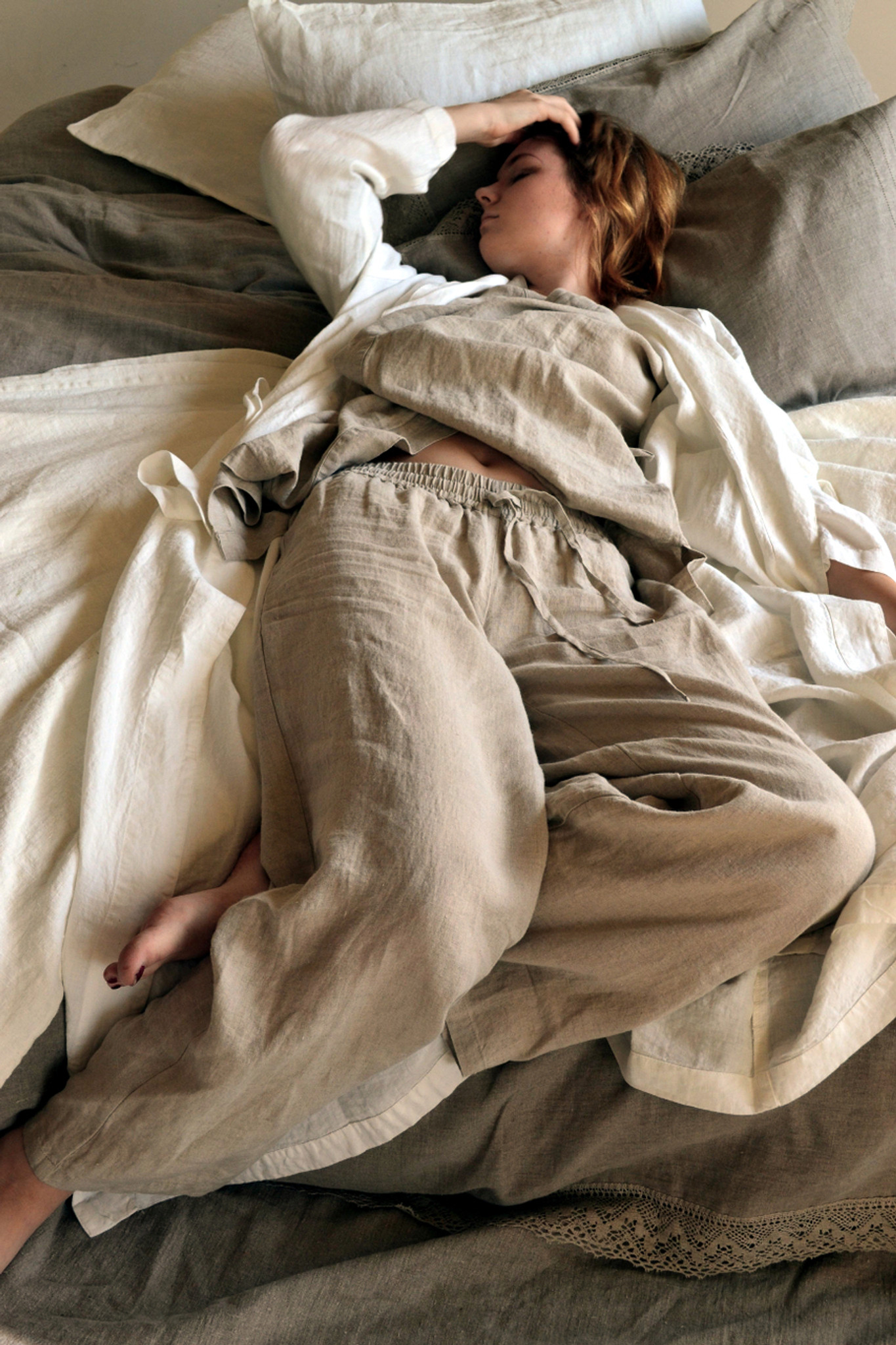 Natural Undyed Stonewashed Linen Pyjama Set