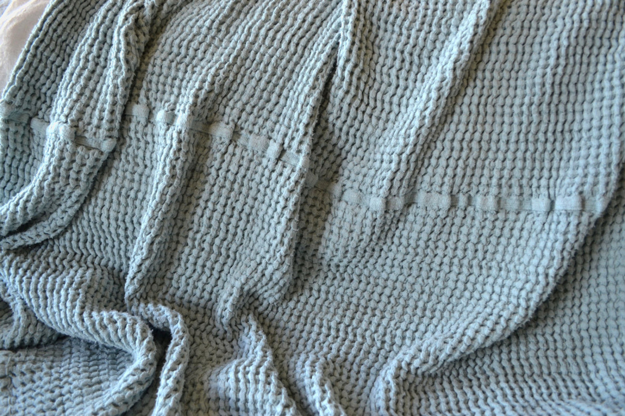 Waffle linen blanket, Duck Egg Blue