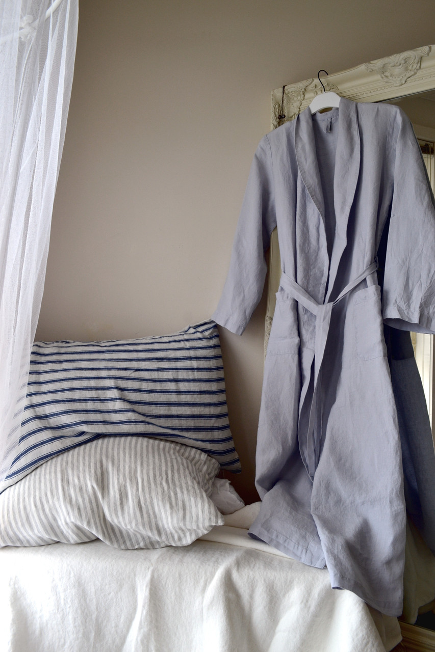 Silver Grey, Stonewashed Linen Bath Robe