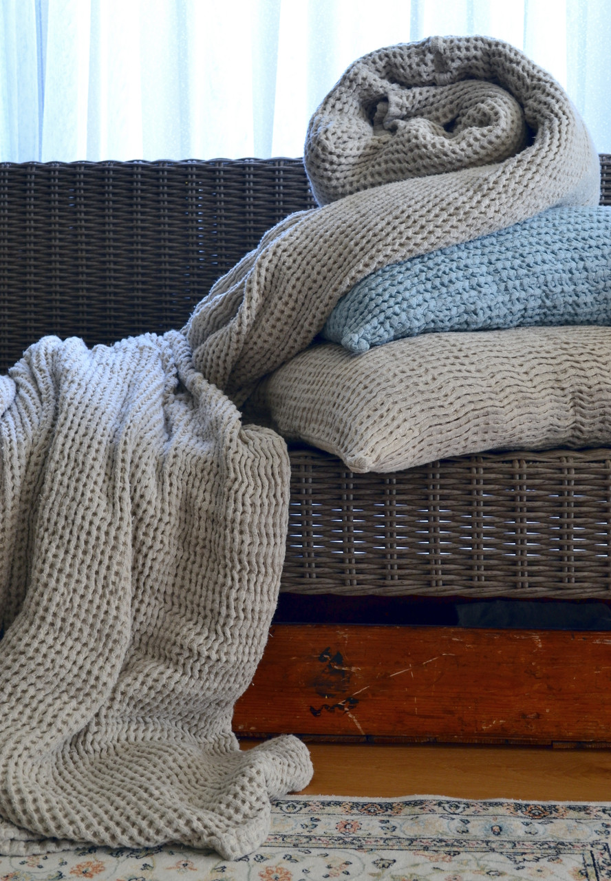 Waffle linen blanket, Natural