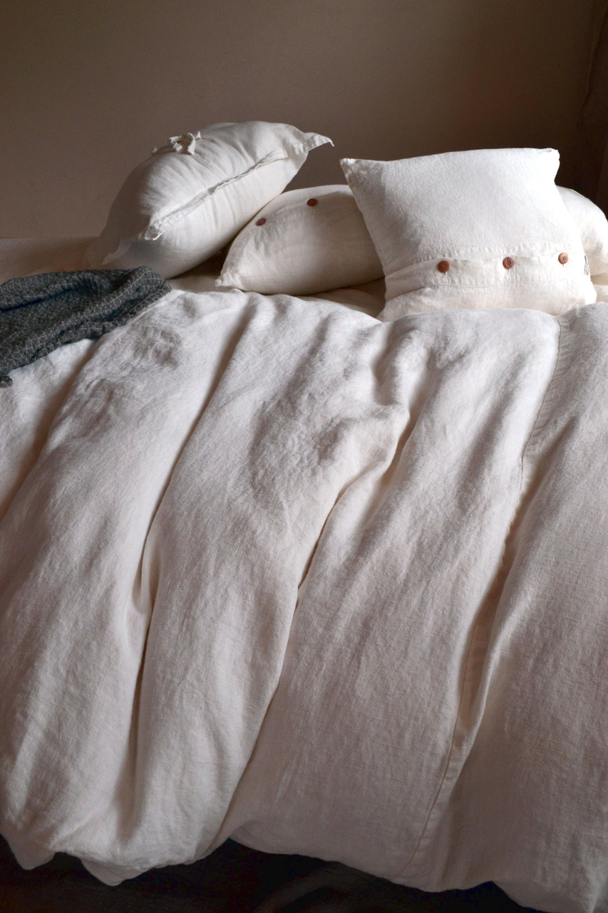 Ivory, Heavyweight, Rustic, Linen Duvet Cover