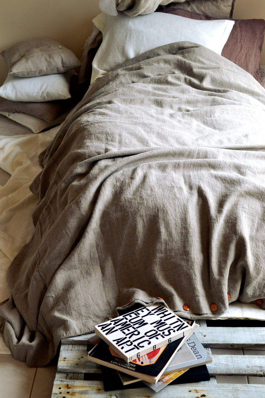 Rustic Rough Natural Stonewashed Linen Quilt Cover