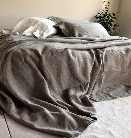 Rustic Rough Linen Bed Cover
