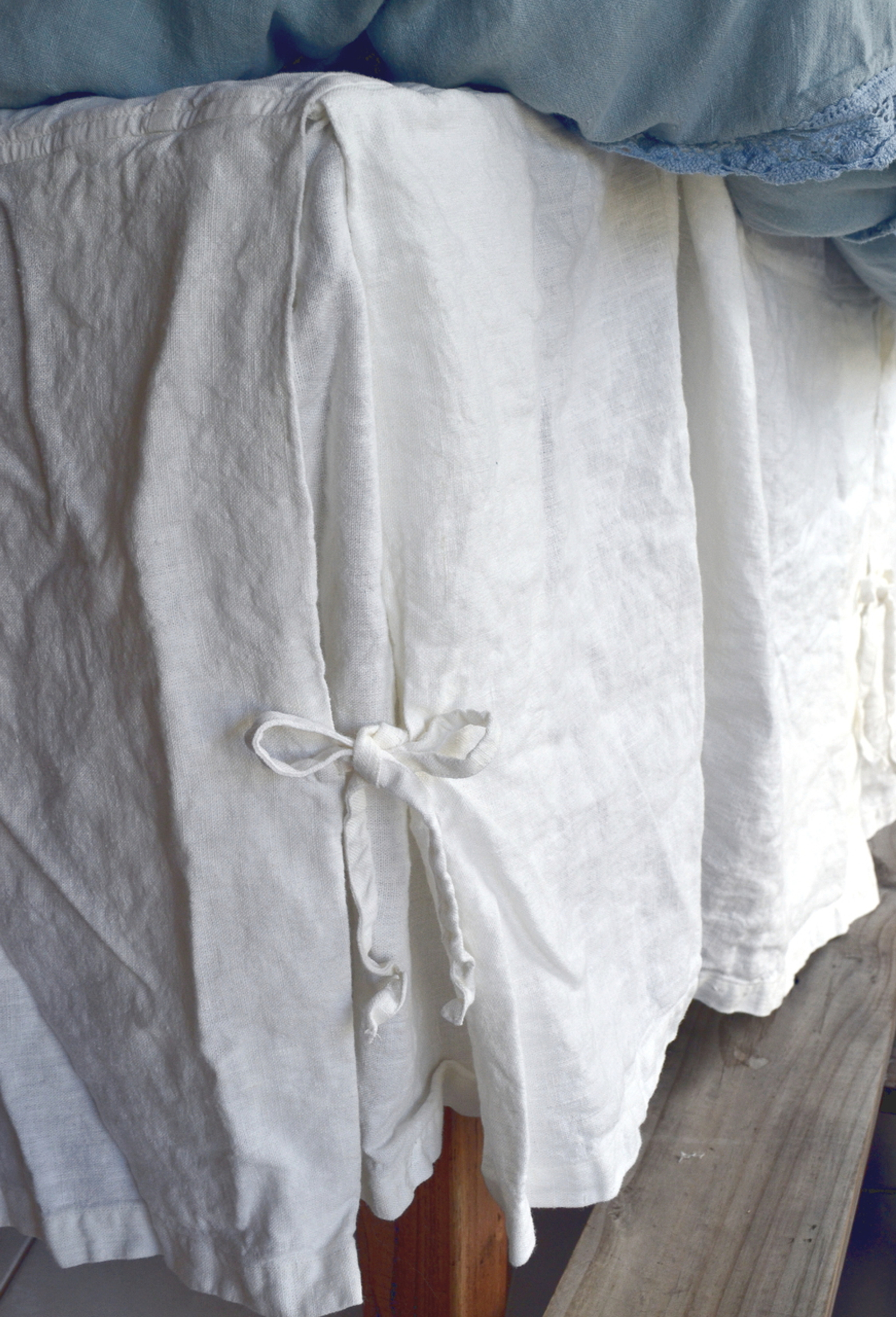 Ivory Heavy Weight Rustic Linen Bed skirt/ Dust ruffle/ Valance